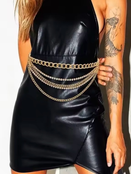 Accessories - Luxury Multilayered Rhinestone Chain Belt for women 42”